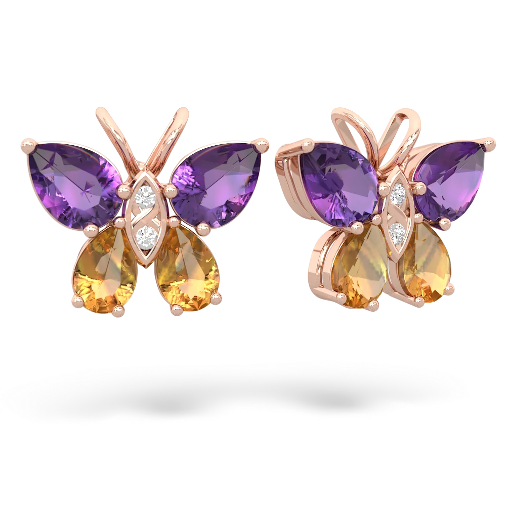 Amethyst Butterfly 14K Rose Gold earrings E2215