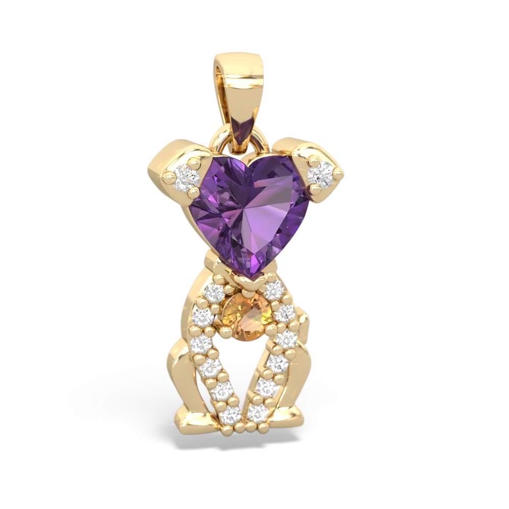 Amethyst Puppy Love 14K Yellow Gold pendant P5800