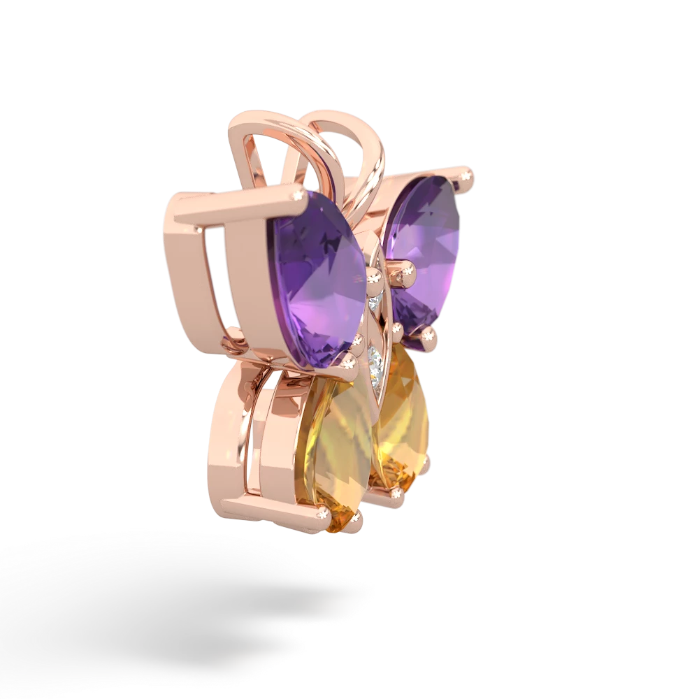 Amethyst Butterfly 14K Rose Gold pendant P2215