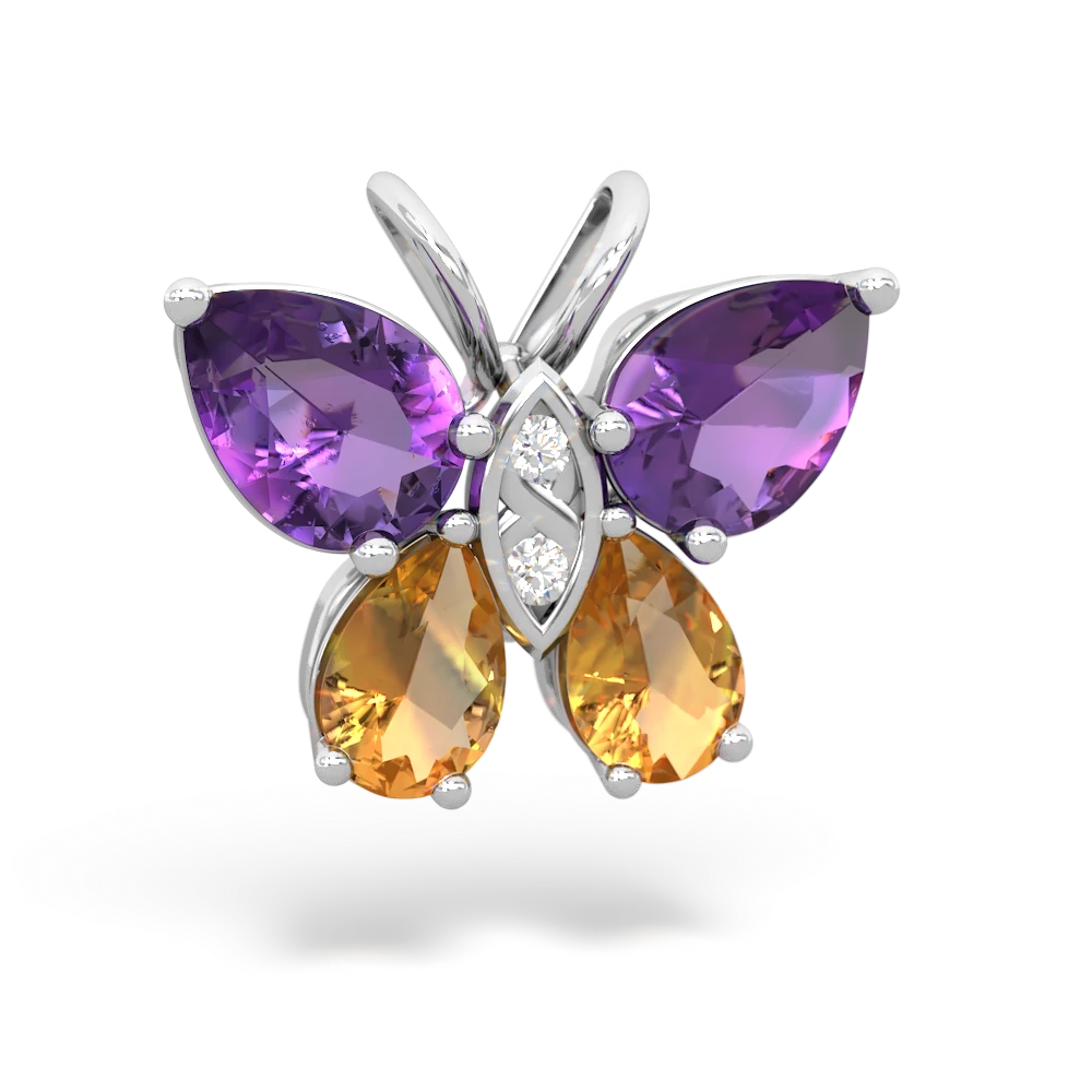 Amethyst Butterfly 14K White Gold pendant P2215