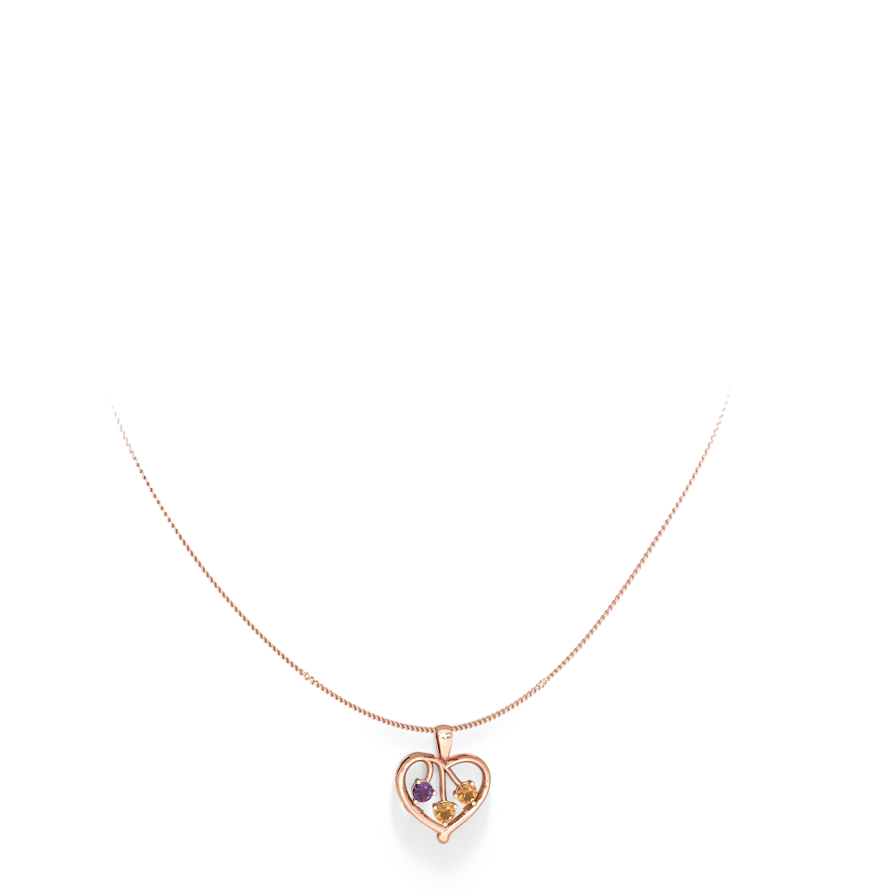 Amethyst Glowing Heart 14K Rose Gold pendant P2233