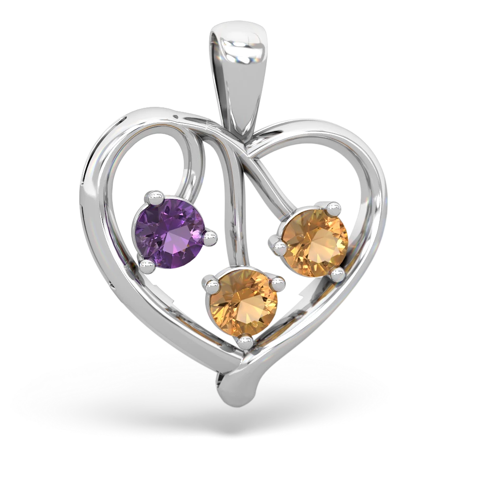 Amethyst Glowing Heart 14K White Gold pendant P2233