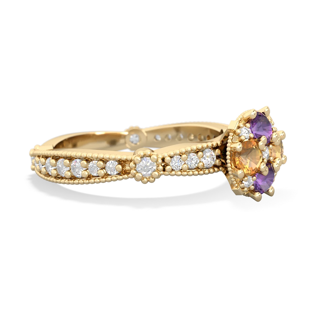 Amethyst Sparkling Tiara Cluster 14K Yellow Gold ring R26293RD