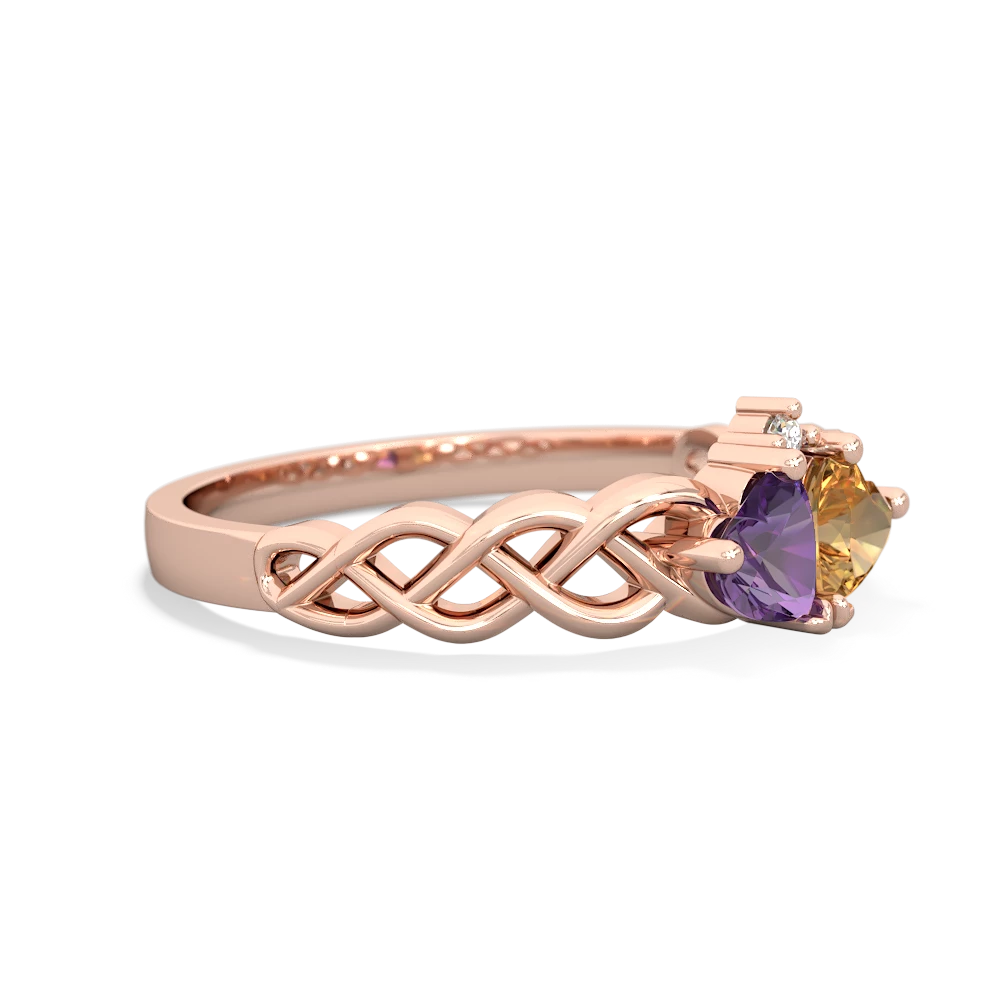 Amethyst Heart To Heart Braid 14K Rose Gold ring R5870