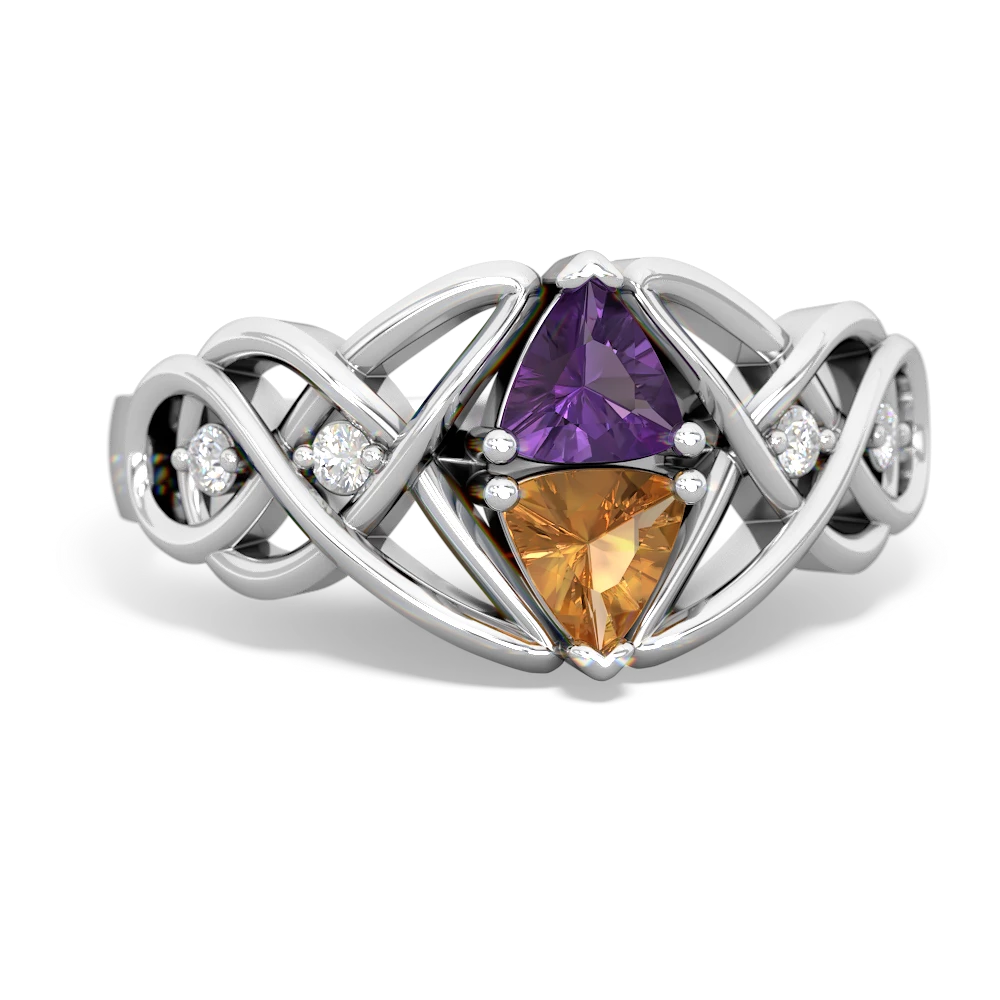 Amethyst Keepsake Celtic Knot 14K White Gold ring R5300