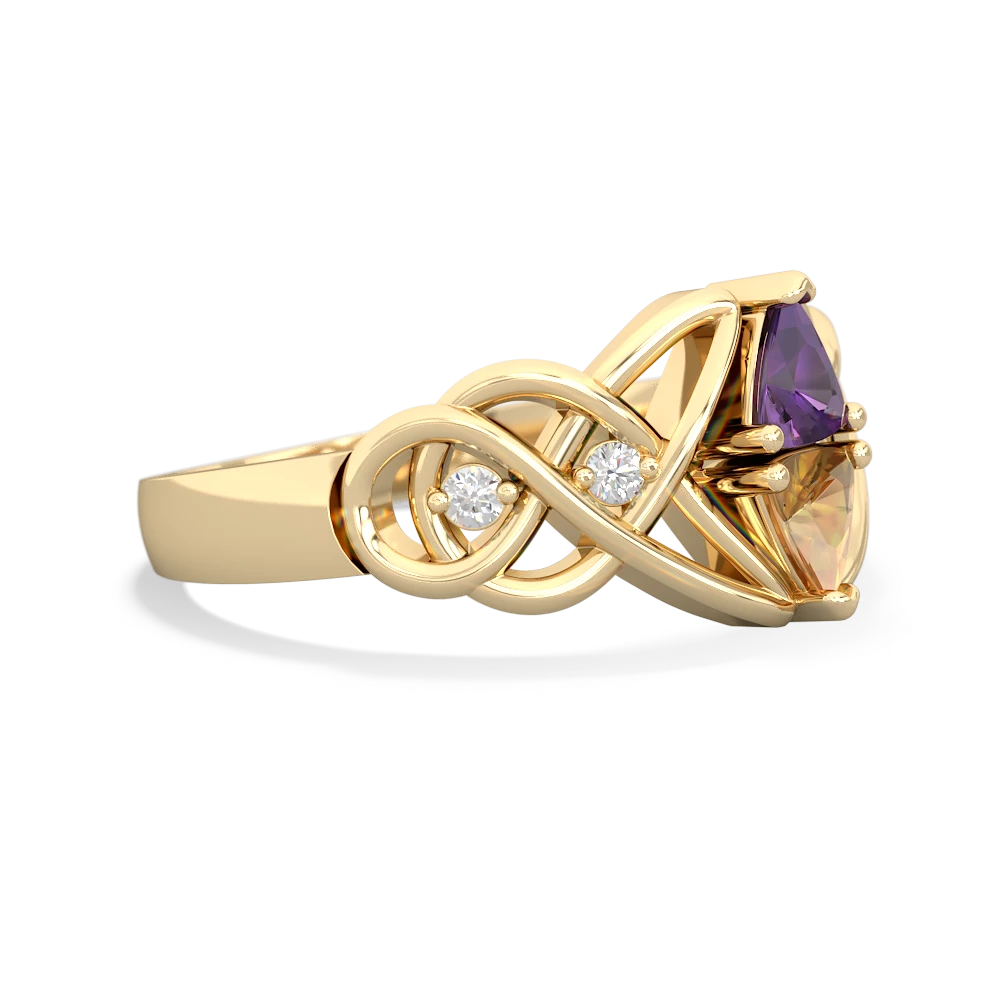 Amethyst Keepsake Celtic Knot 14K Yellow Gold ring R5300