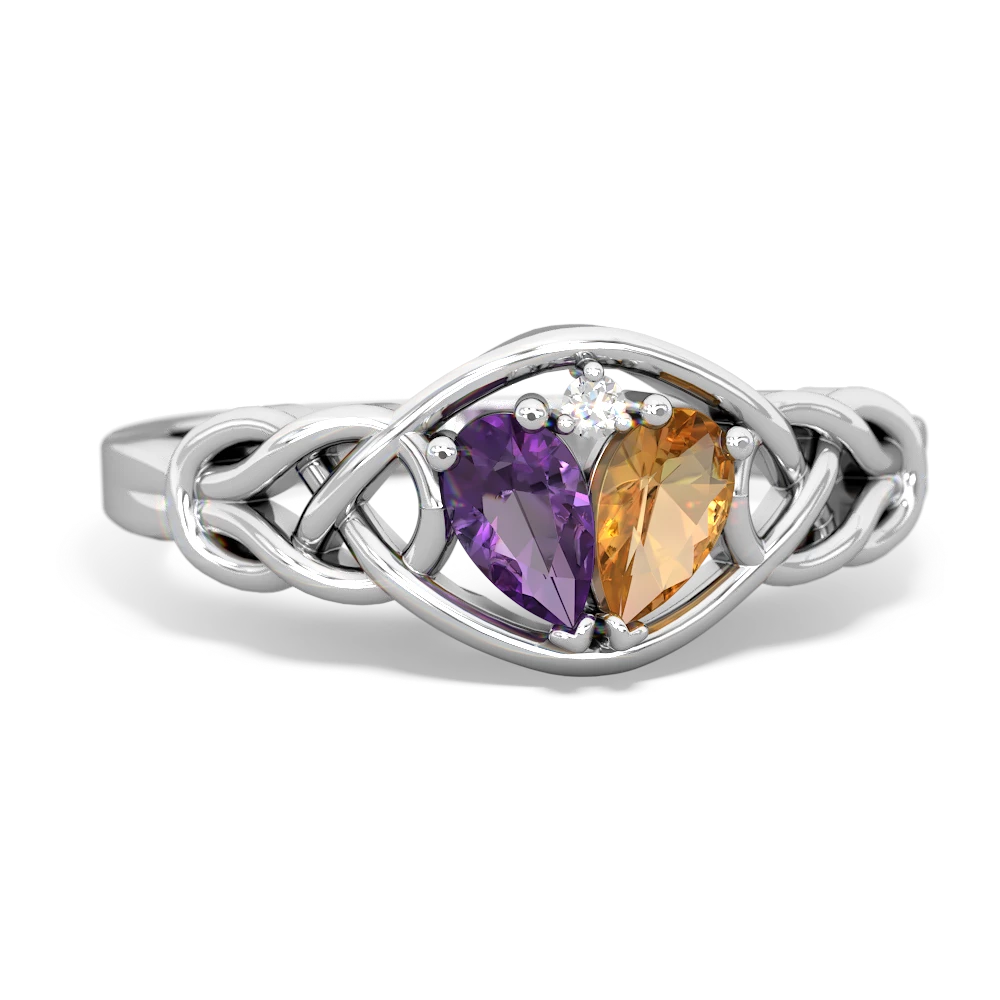 Amethyst Celtic Love Knot 14K White Gold ring R5420