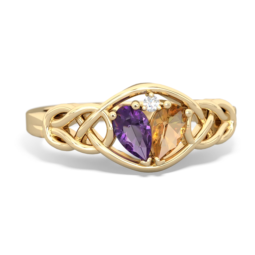 Amethyst Celtic Love Knot 14K Yellow Gold ring R5420