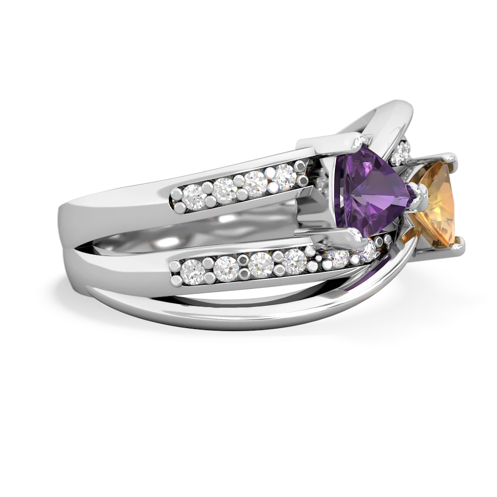 Amethyst Bowtie 14K White Gold ring R2360