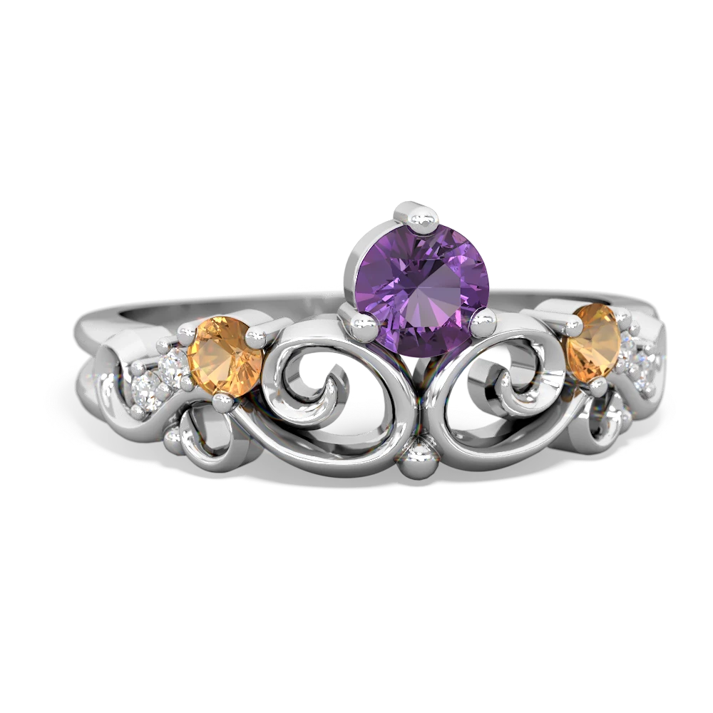 Amethyst Crown Keepsake 14K White Gold ring R5740