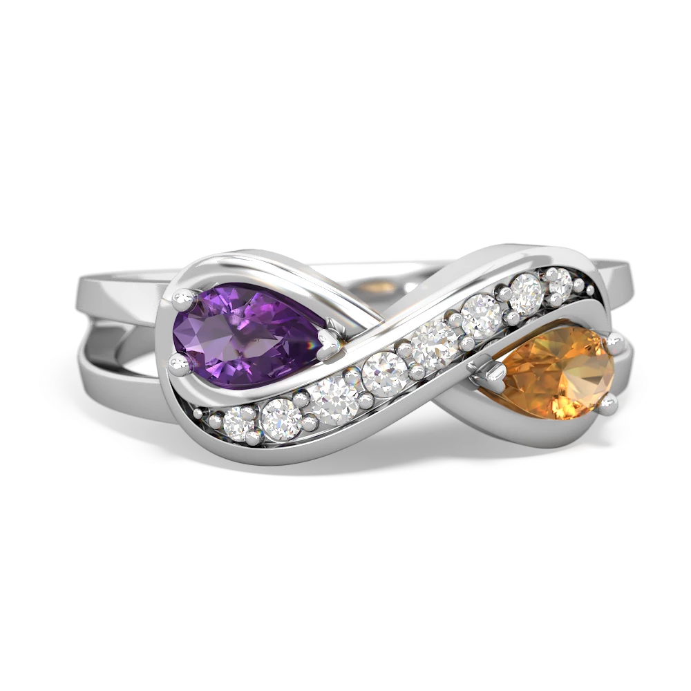 Amethyst Diamond Infinity 14K White Gold ring R5390