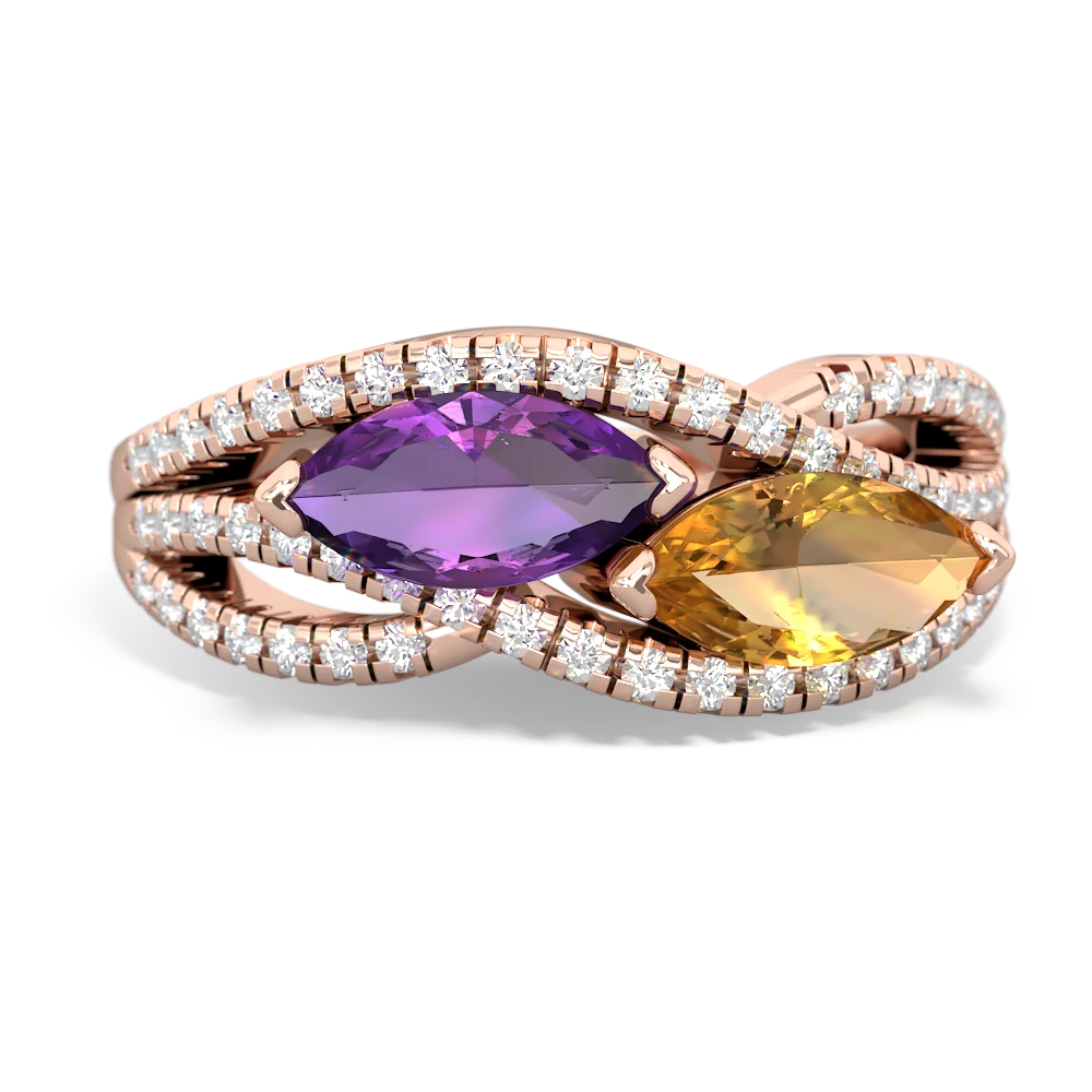 Amethyst Diamond Rivers 14K Rose Gold ring R3070