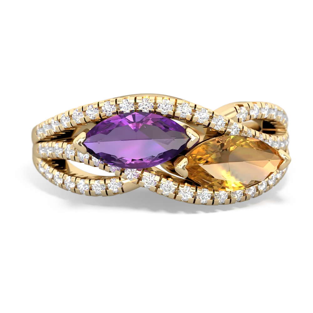 Amethyst Diamond Rivers 14K Yellow Gold ring R3070