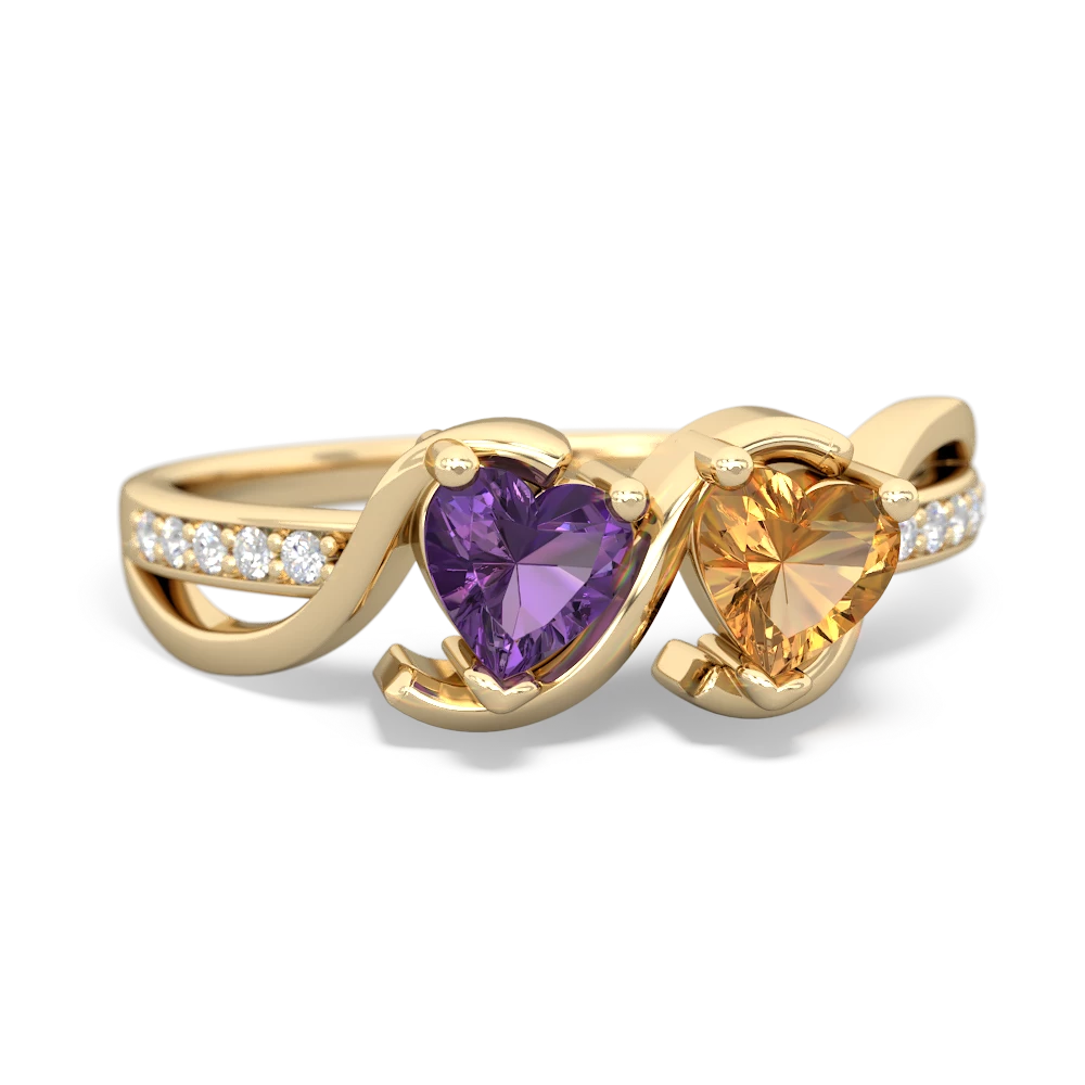 Amethyst Side By Side 14K Yellow Gold ring R3090