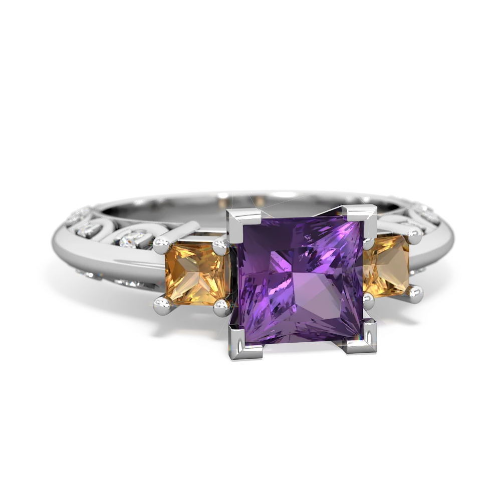 Amethyst Eternal Embrace Engagement 14K White Gold ring C2001