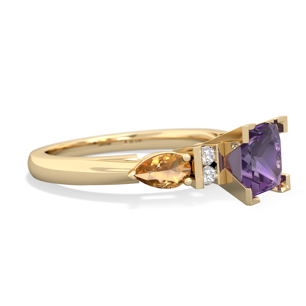 Amethyst 6Mm Princess Eternal Embrace Engagement 14K Yellow Gold ring C2002