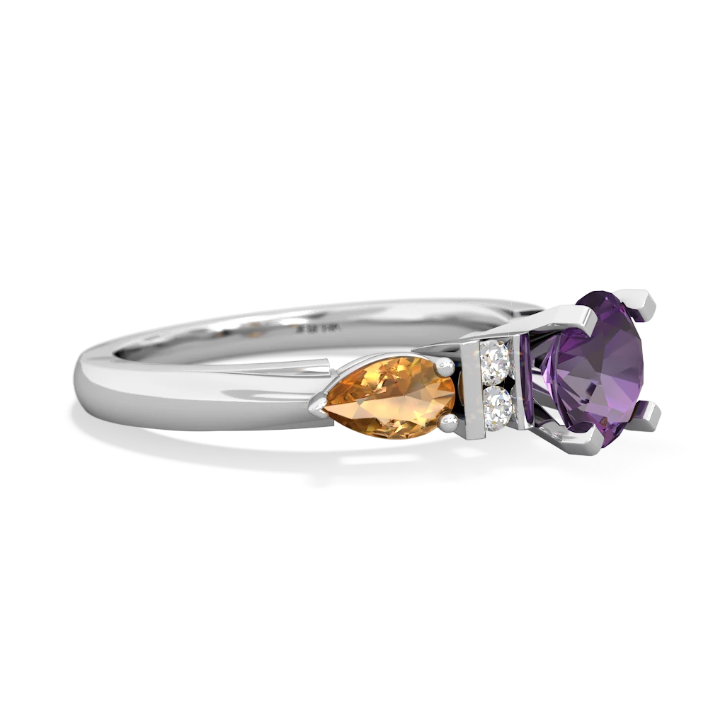 Amethyst 6Mm Round Eternal Embrace Engagement 14K White Gold ring R2005