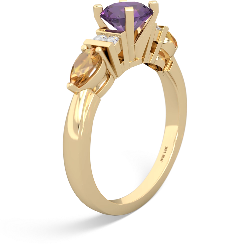 Amethyst 6Mm Round Eternal Embrace Engagement 14K Yellow Gold ring R2005