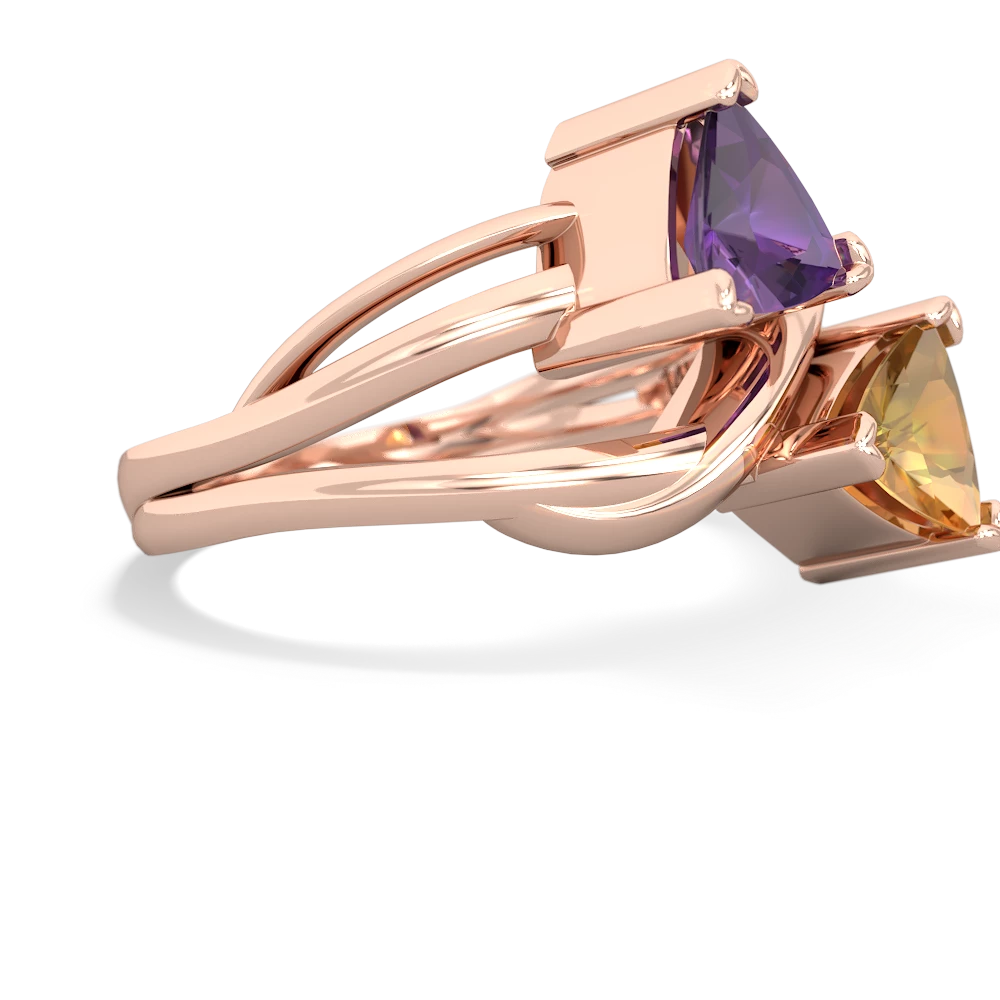 Amethyst Split Band Swirl 14K Rose Gold ring R2341