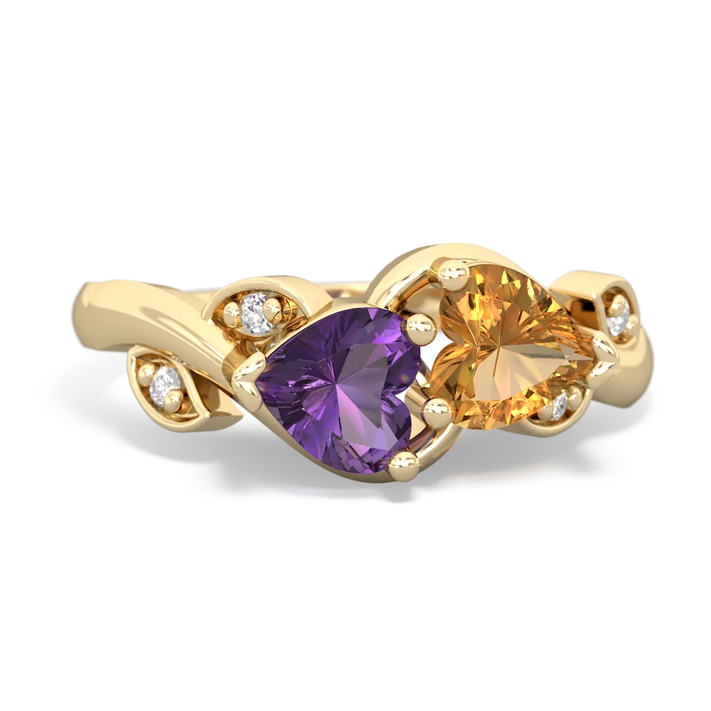 Amethyst Floral Elegance 14K Yellow Gold ring R5790