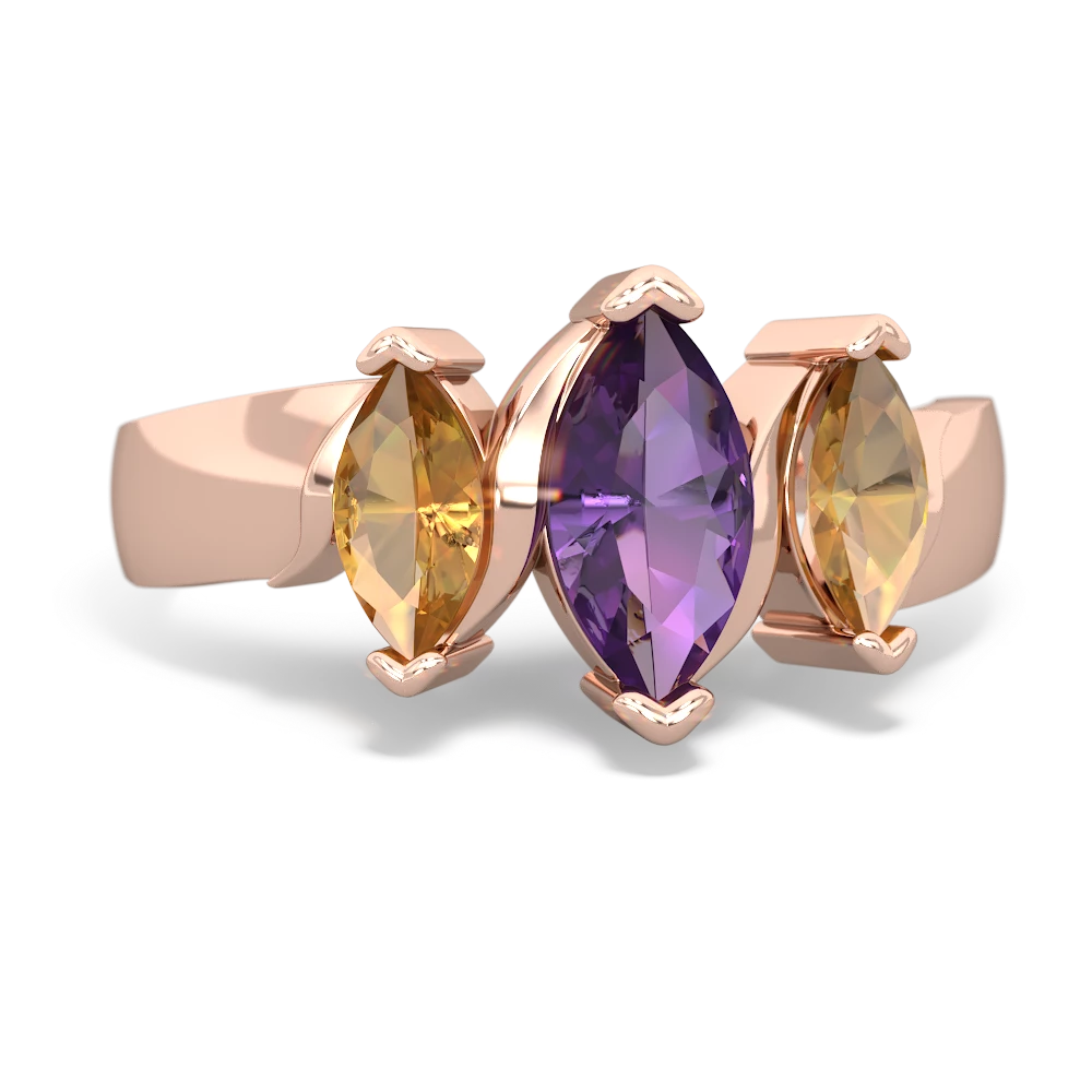 Amethyst Three Peeks 14K Rose Gold ring R2433