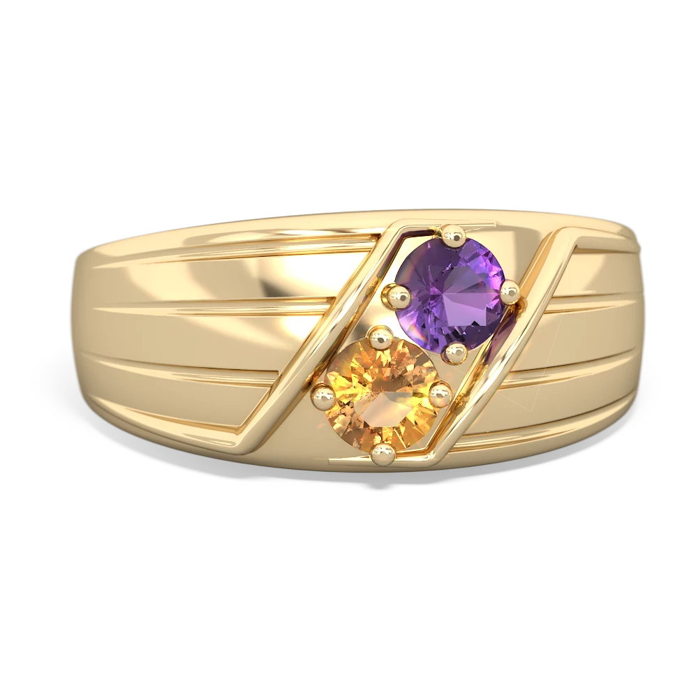 Amethyst Men's Streamline 14K Yellow Gold ring R0460