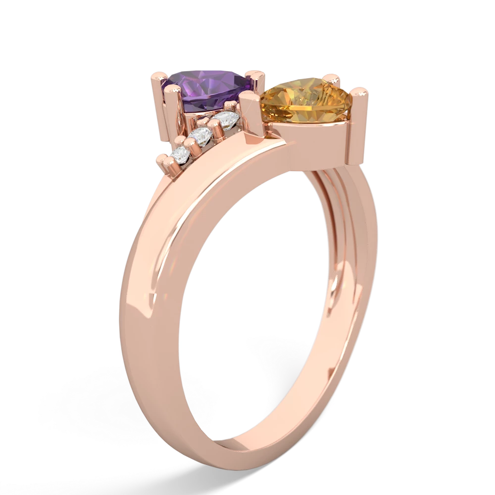 Amethyst Heart To Heart 14K Rose Gold ring R2064