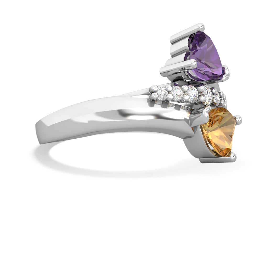 Amethyst Heart To Heart 14K White Gold ring R2064