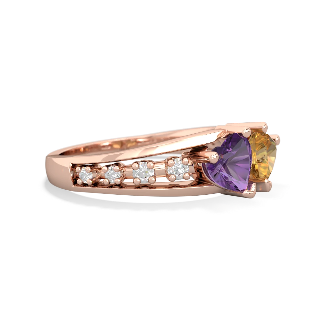 Amethyst Heart To Heart 14K Rose Gold ring R3342