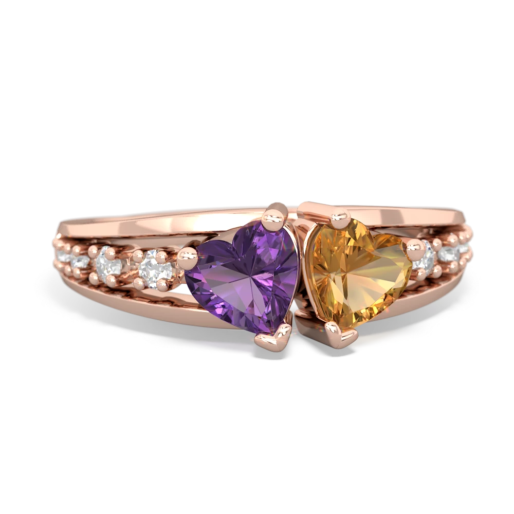 Amethyst Heart To Heart 14K Rose Gold ring R3342