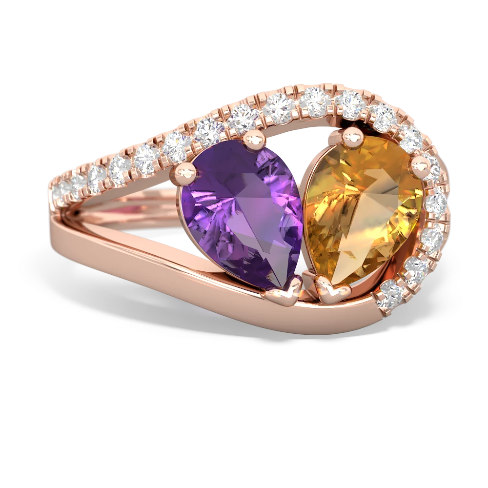 Amethyst Nestled Heart Keepsake 14K Rose Gold ring R5650