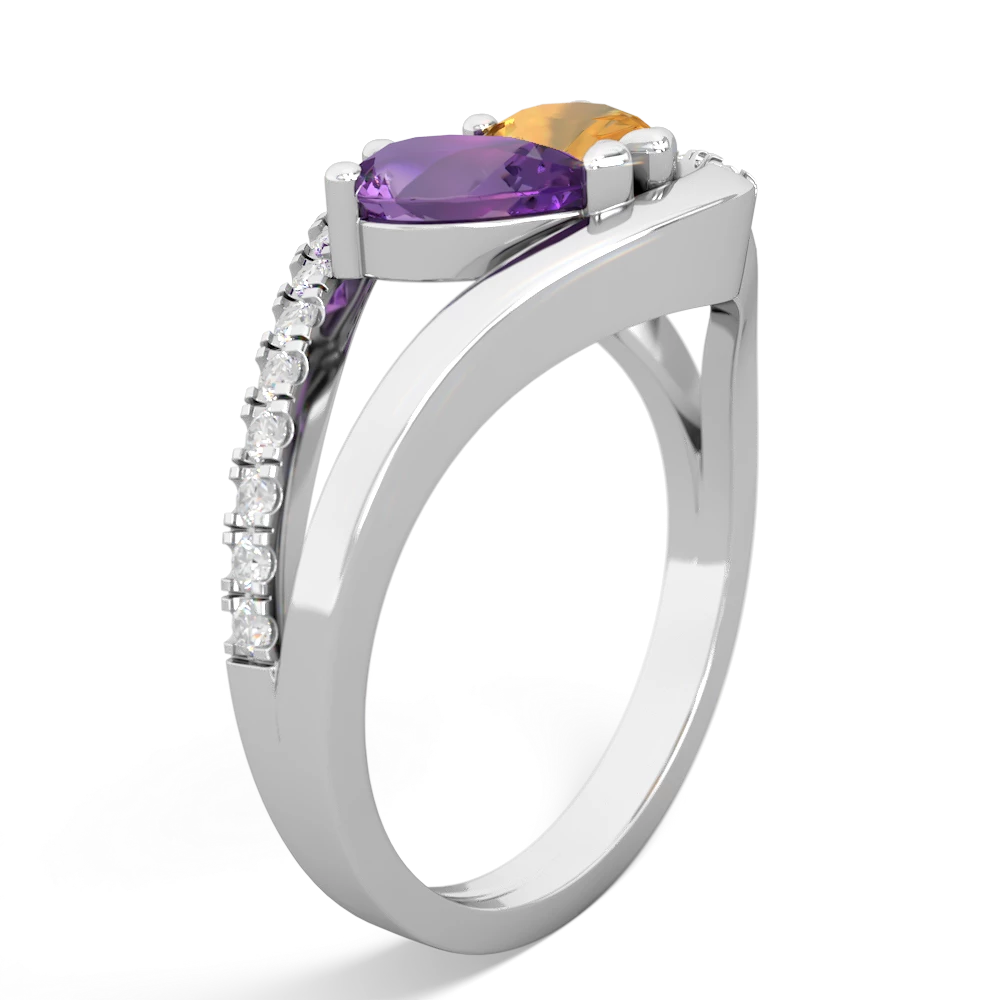 Amethyst Nestled Heart Keepsake 14K White Gold ring R5650