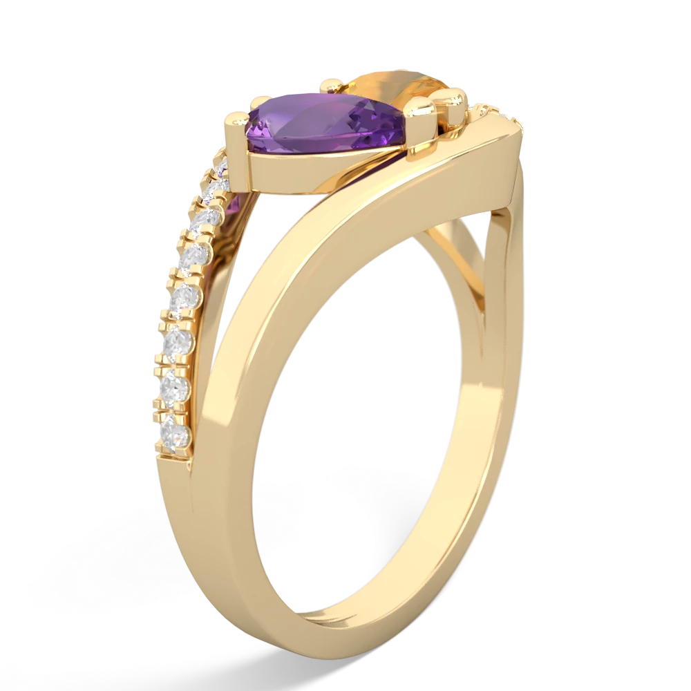 Amethyst Nestled Heart Keepsake 14K Yellow Gold ring R5650