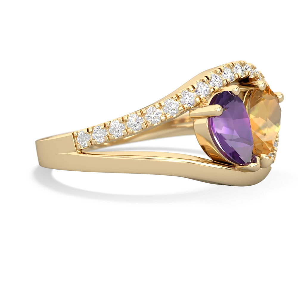 Amethyst Nestled Heart Keepsake 14K Yellow Gold ring R5650