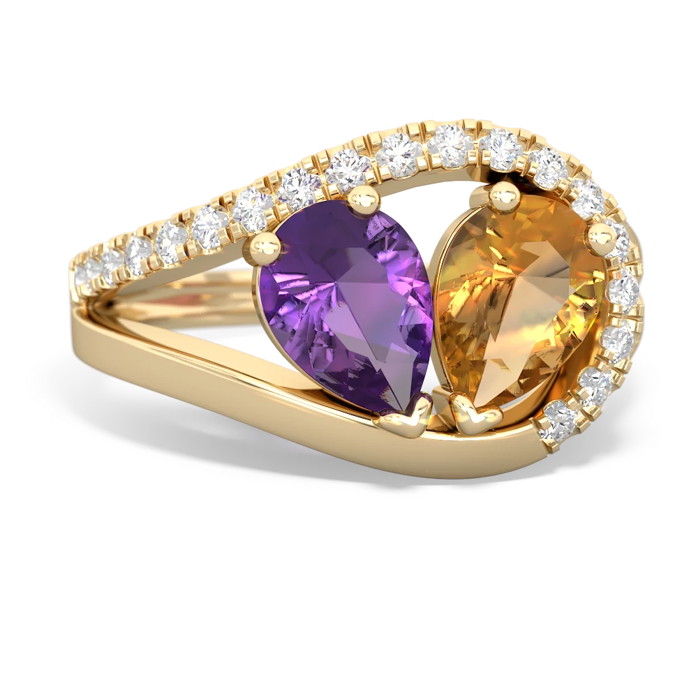 Amethyst Nestled Heart Keepsake 14K Yellow Gold ring R5650