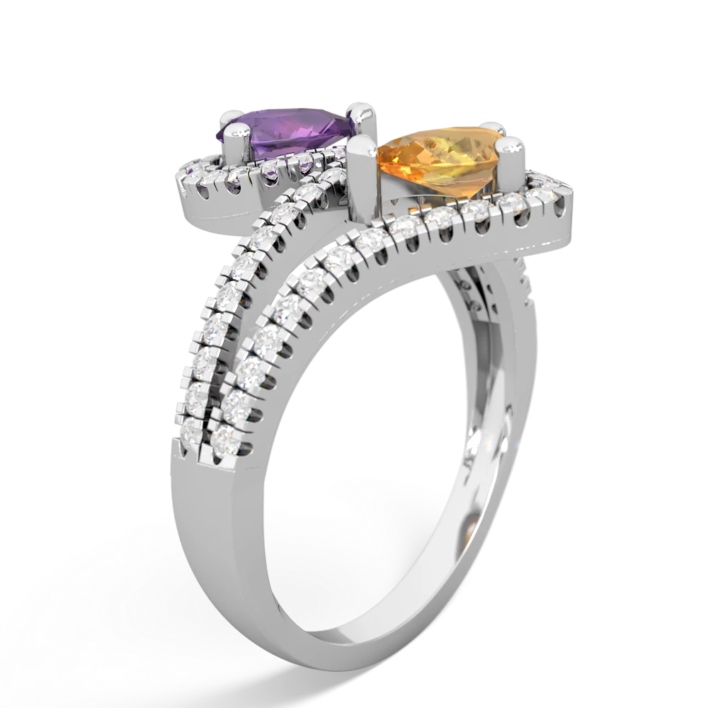 Amethyst Diamond Dazzler 14K White Gold ring R3000