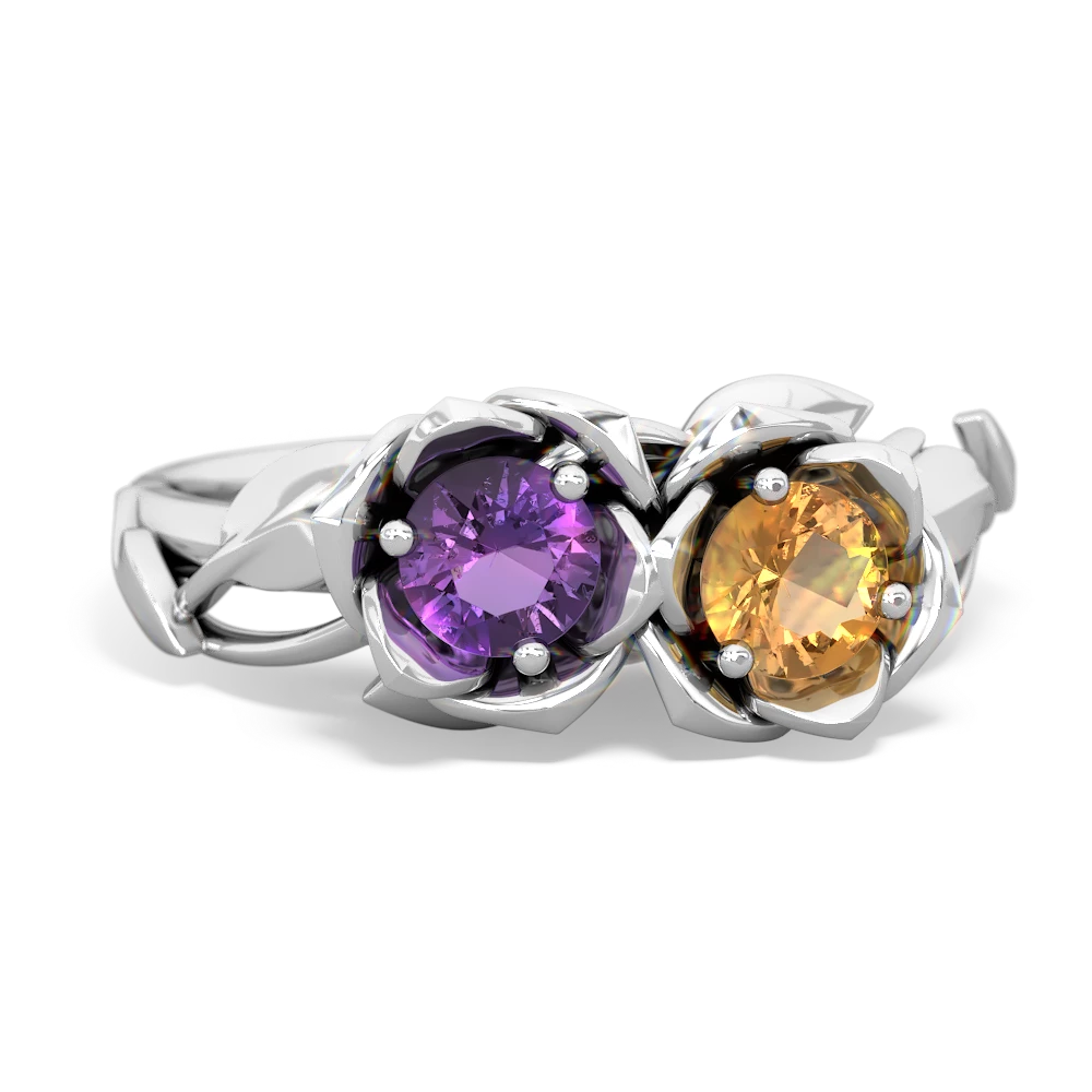 Amethyst Rose Garden 14K White Gold ring R5510