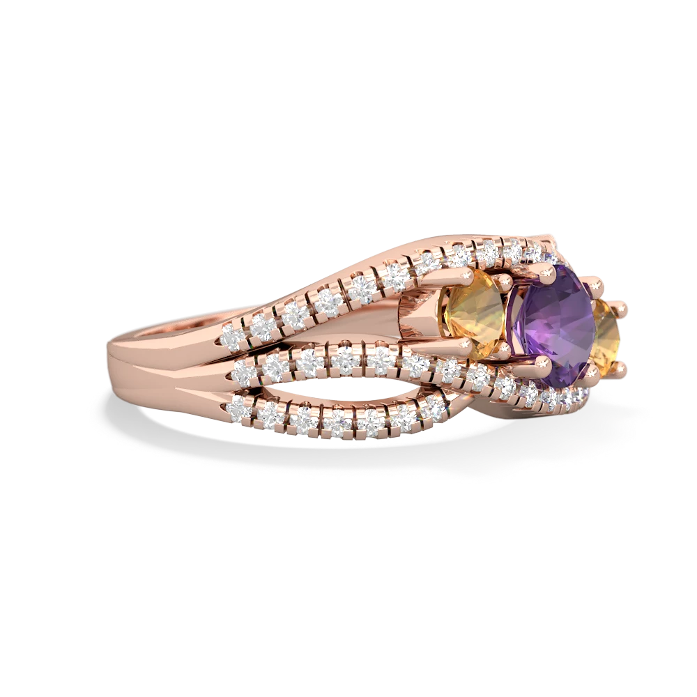 Amethyst Three Stone Aurora 14K Rose Gold ring R3080