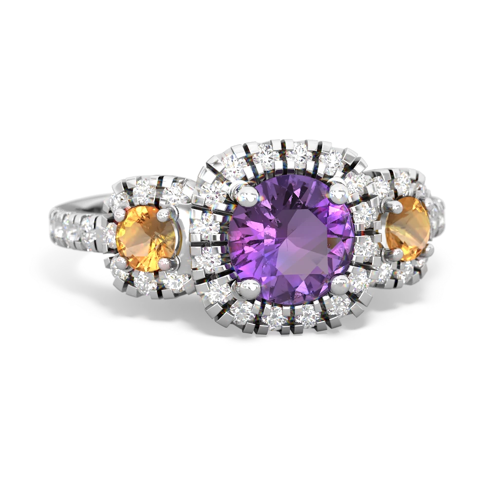 Amethyst Regal Halo 14K White Gold ring R5350