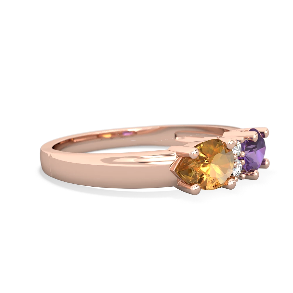 Amethyst Pear Bowtie 14K Rose Gold ring R0865