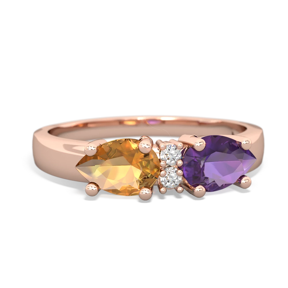 Amethyst Pear Bowtie 14K Rose Gold ring R0865