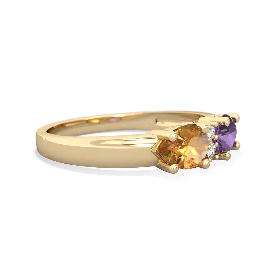 Amethyst Pear Bowtie 14K Yellow Gold ring R0865