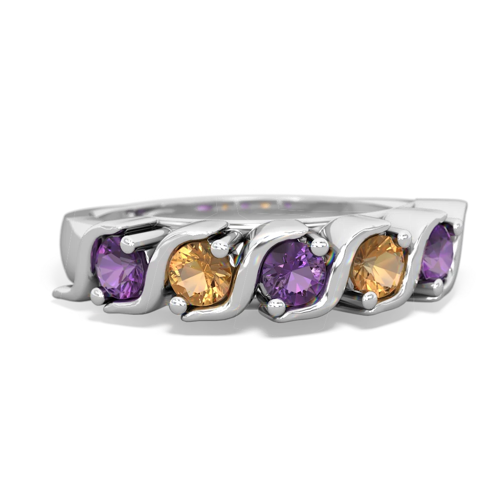 Amethyst Anniversary Band 14K White Gold ring R2089