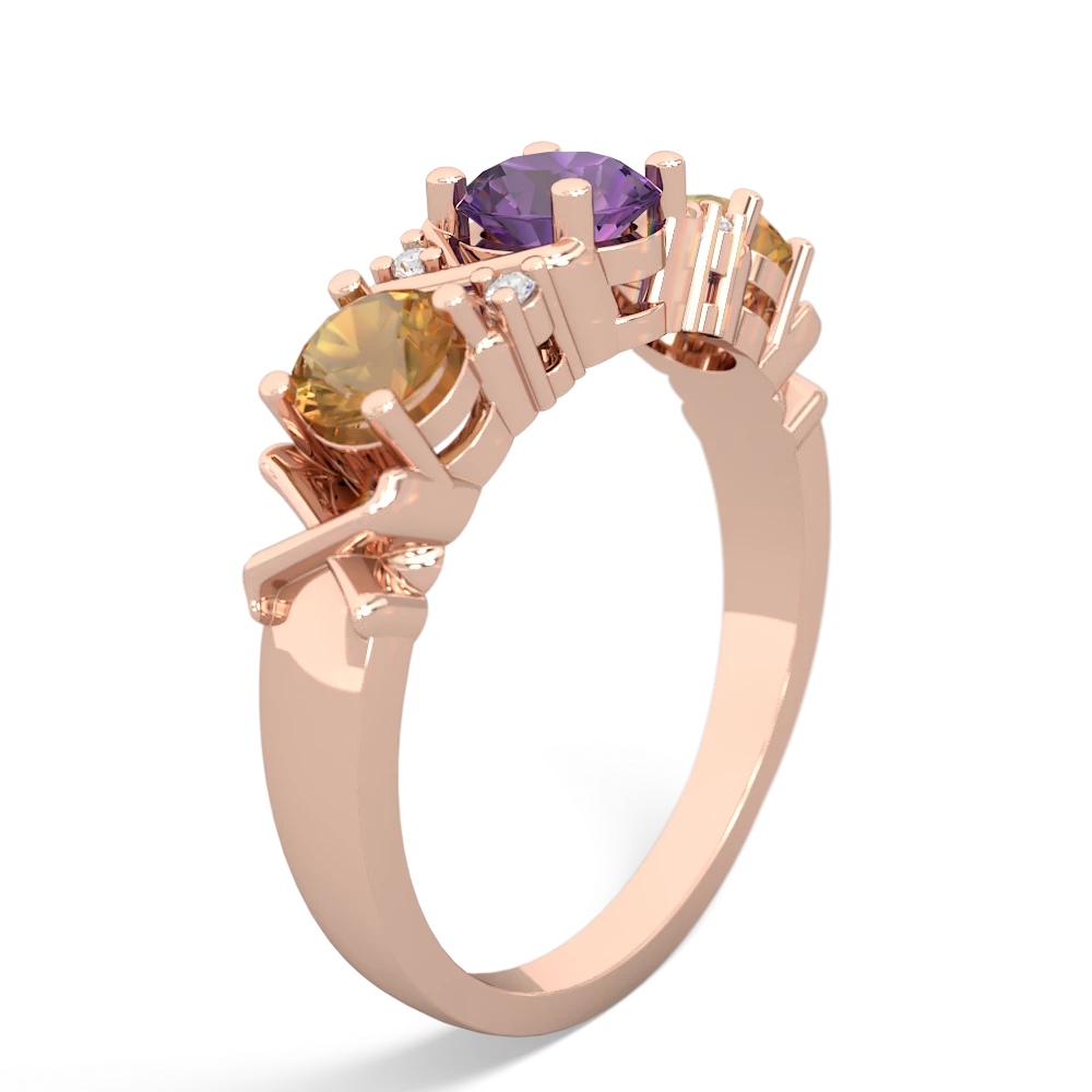 Amethyst Hugs And Kisses 14K Rose Gold ring R5016