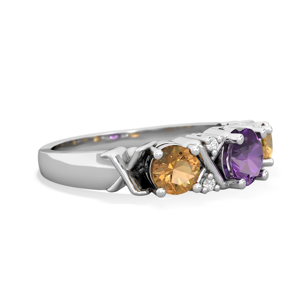 Amethyst Hugs And Kisses 14K White Gold ring R5016