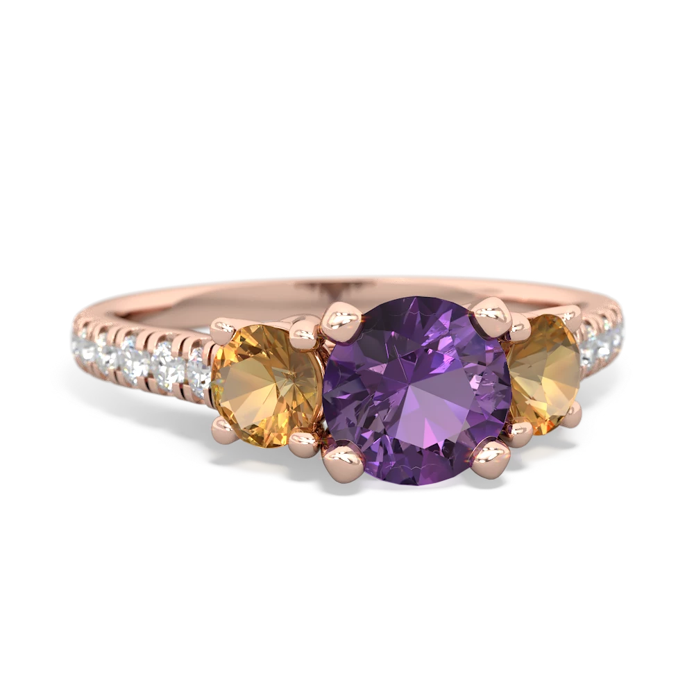 Amethyst Pave Trellis 14K Rose Gold ring R5500