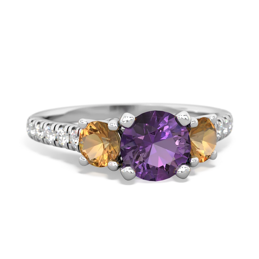 Amethyst Pave Trellis 14K White Gold ring R5500