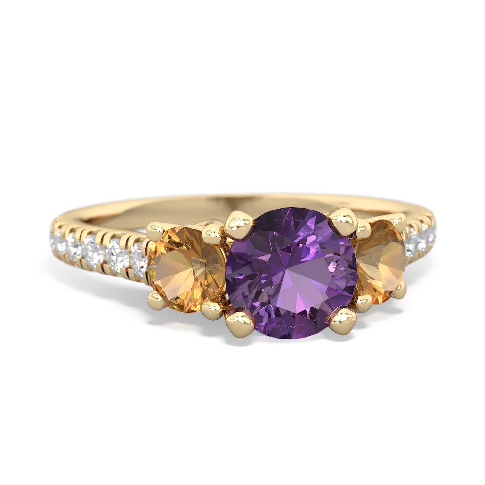 Amethyst Pave Trellis 14K Yellow Gold ring R5500