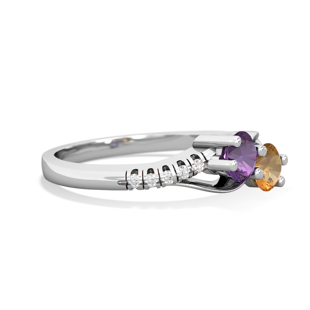 Amethyst Infinity Pave Two Stone 14K White Gold ring R5285