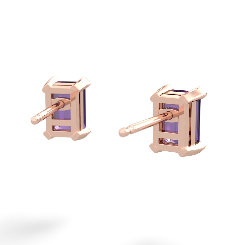 Amethyst 6X4mm Emerald-Cut Stud 14K Rose Gold earrings E1855